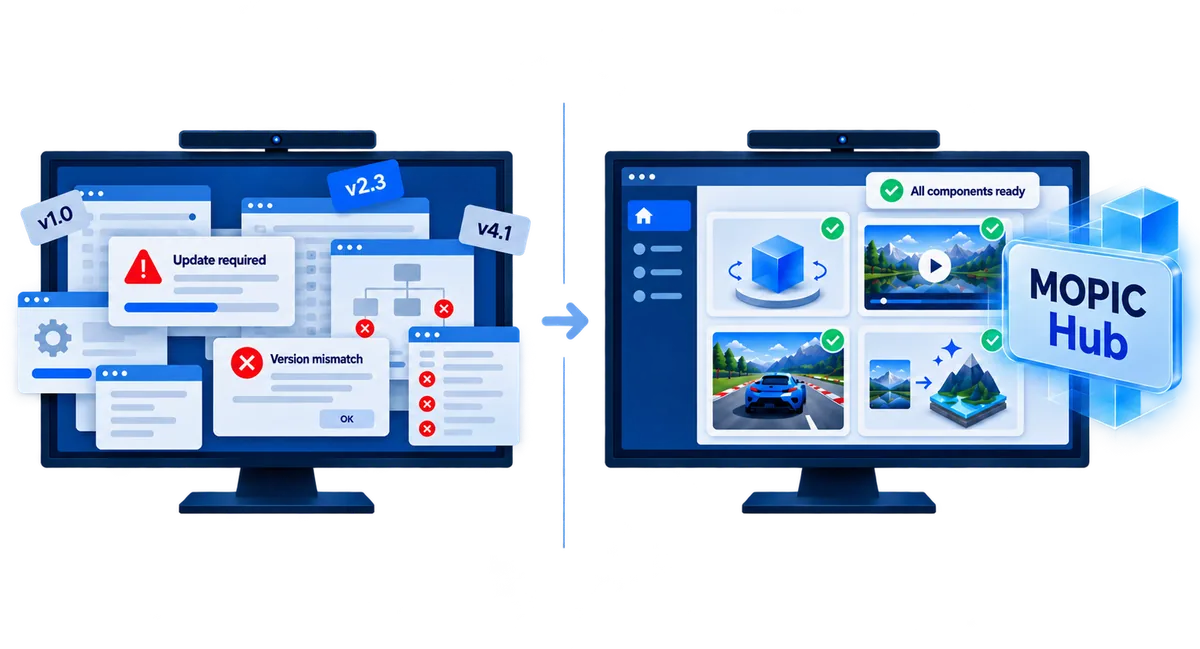 From separately installed components to one organised MOPIC Hub screen