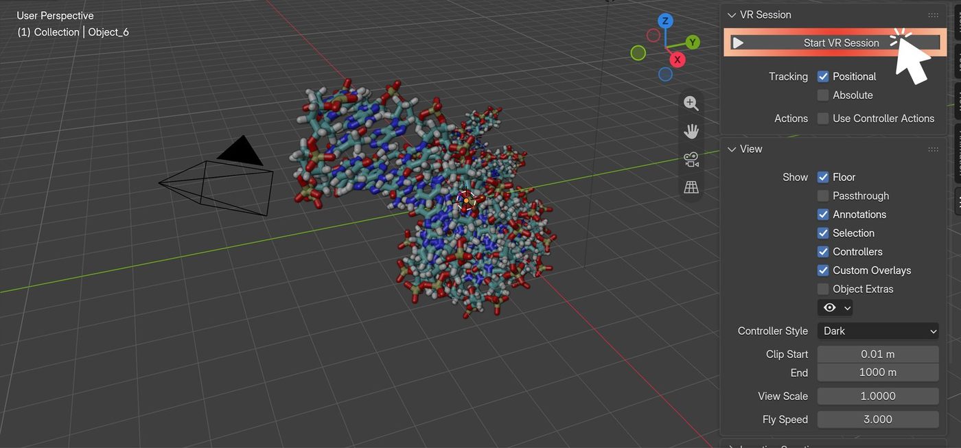 Blender VR Session panel
